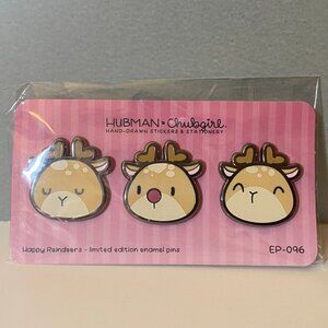 Hubman & Chubgirl Happy Reindeers Limited Edition Enamel Pins